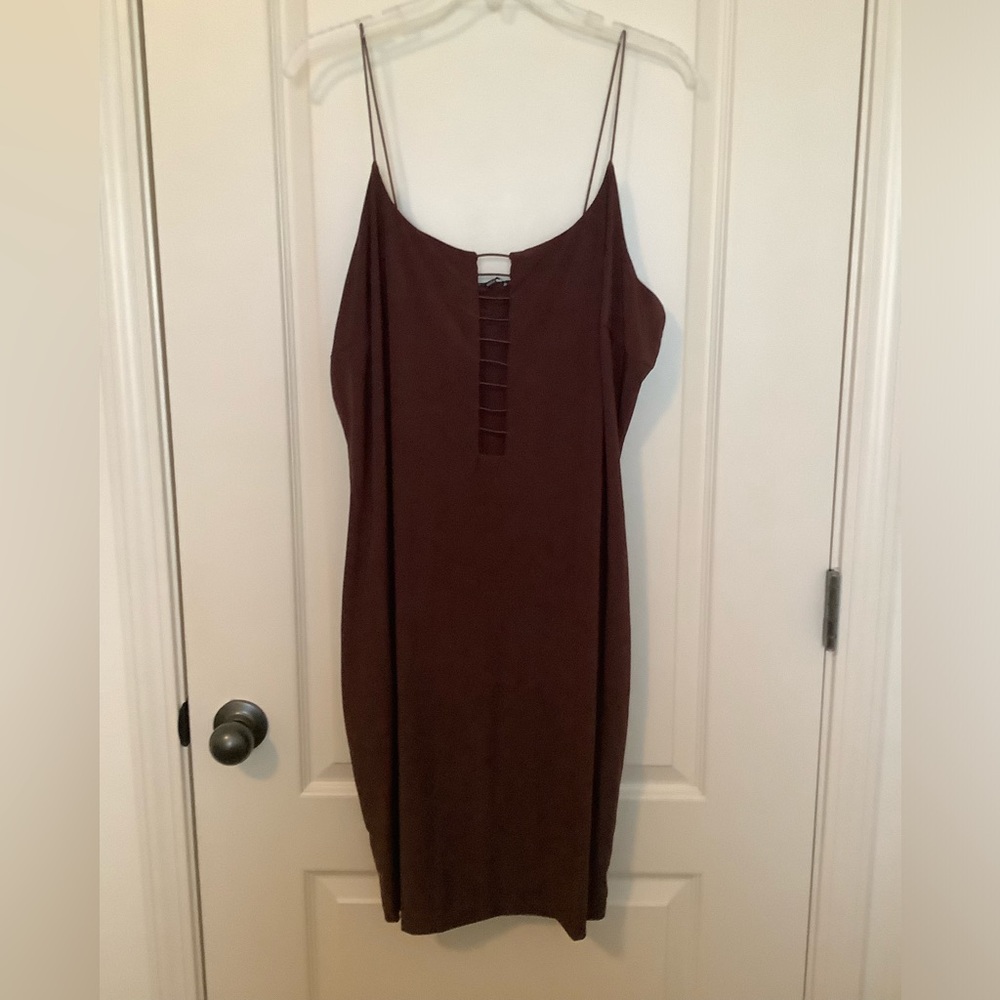 NWT Brown bodycon mini dress with cutout detail